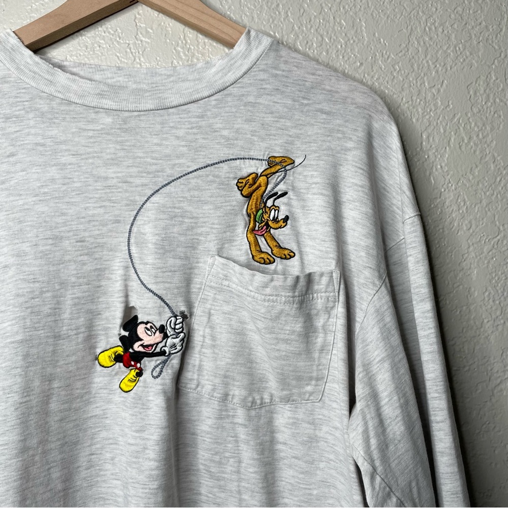 The Disney Store Embroidered Mickey and Pluto Long Sleeve Top Vintage 90s - Picture 3 of 9